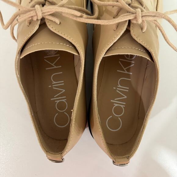Calvin Klein Aracely Oxfords Loafers Patent Leather Tan Size 8 - Picture 6 of 16